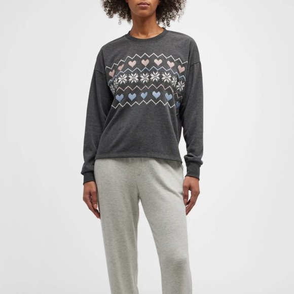 PJ Salvage Summit View Printed Drop-Shoulder Sweatshirt Slate size Large - Picture 1 of 12